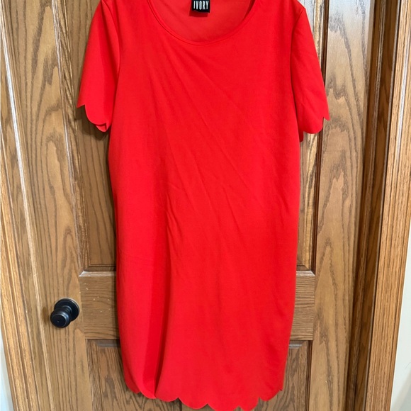 Vibrant Dresses & Skirts - Vibrant Scarlet Scalloped Mini Dress